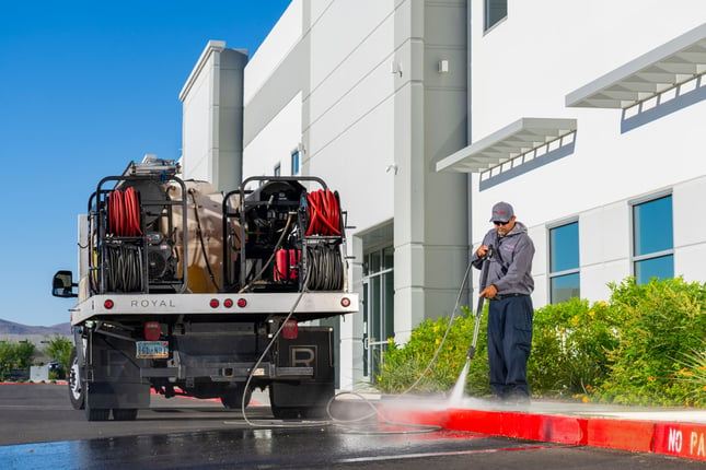 Red-Rock-Property-professional-providing-outdoor-power-washing-services-for-a-business